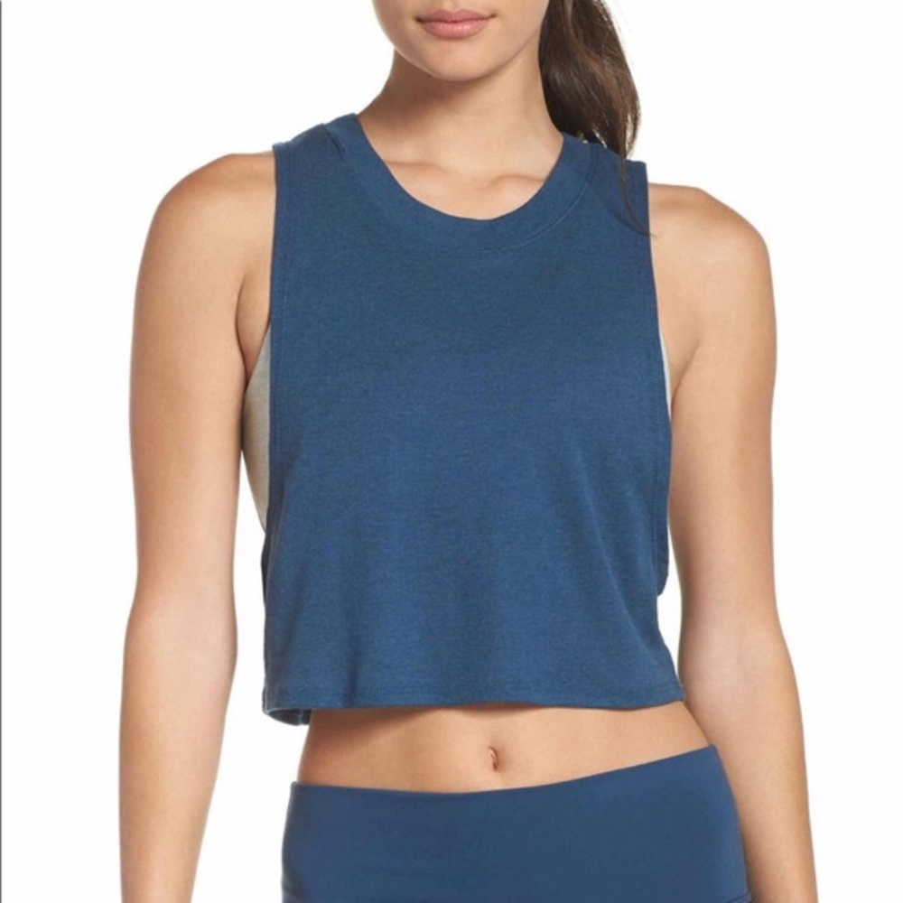 ALO YOGA heat wave crop tank XS Eclipse